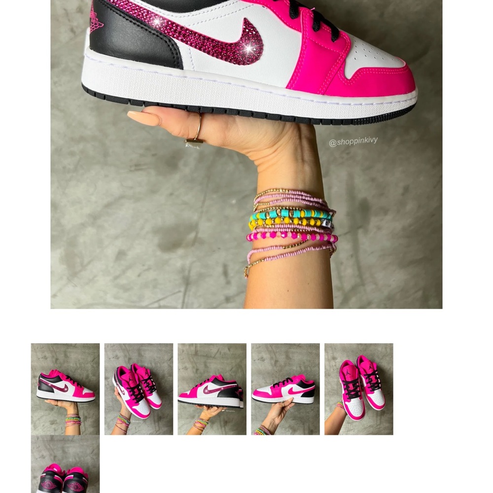 Nike Jordan 1 Low Black and Pink - Picture 8 of 9